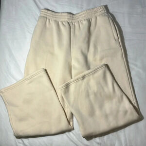 Sweatpants Wide Leg High Waist with Pockets Neutral size L